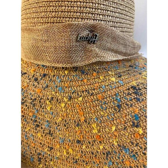 Lucky7 100 paper straw beach hat multi color & ribbon - Picture 3 of 5